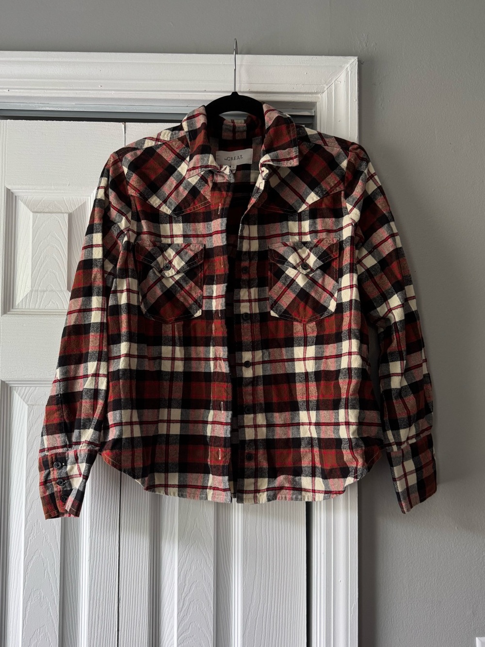 The Great. Plaid button down (please read description about size)